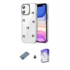 MARSİLYAN™- iPhone 12 Kılıf Yörünge Form - Siyah Bilvis 5in1 3D Magic Cam Ekran Koruyucu + Metal Kamera Lens Koruma Cam - AKYL