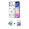 MARSİLYAN™- iPhone 12 Kılıf Yörünge Form - Siyah Bilvis 5in1 5D Magic Hayalet Cam Ekran Koruyucu + Raze Metal Kamera Lens - MI