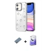 MARSİLYAN™- iPhone 12 Kılıf Yörünge Form - Siyah Bilvis 5in1 5D Magic Hayalet Cam Ekran Koruyucu + Shine Kamera Lens Koruma Cam - GI