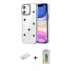MARSİLYAN™- iPhone 12 Kılıf Yörünge Form - Siyah Polymer Nano Ekran Koruyucu + Renkli Kamera Lens Koruma Cam - SI