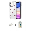 MARSİLYAN™- iPhone 12 Kılıf Yörünge Form - Siyah Polymer Nano Ekran Koruyucu + Renkli Kamera Lens Koruma Cam - SI