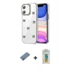 MARSİLYAN™- iPhone 12 Kılıf Yörünge Form - Siyah Polymer Nano Ekran Koruyucu + Shine Kamera Lens Koruma Cam - MI