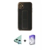 MARSİLYAN™- iPhone 12 Kılıf Yörünge Yansıma - Siyah Bilvis 5in1 3D Magic Cam Ekran Koruyucu + Mavi Raze Metal Kamera Lens