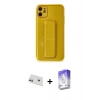 MARSİLYAN™- iPhone 12 Kılıf Yörünge Yansıma - Siyah Bilvis 5in1 3D Magic Cam Ekran Koruyucu + Rainbow Kamera Lens Koruma Cam - MR