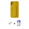 MARSİLYAN™- iPhone 12 Kılıf Yörünge Yansıma - Siyah Bilvis 5in1 3D Magic Cam Ekran Koruyucu + Renkli Kamera Lens Koruma Cam - YL