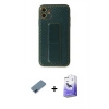 MARSİLYAN™- iPhone 12 Kılıf Yörünge Yansıma - Siyah Bilvis 5in1 5D Magic Hayalet Cam Ekran Koruyucu + Metal Kamera Lens Koruma Cam - MI