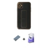 MARSİLYAN™- iPhone 12 Kılıf Yörünge Yansıma - Siyah Bilvis 5in1 5D Magic Hayalet Cam Ekran Koruyucu + Metal Kamera Lens Koruma Cam - AKYL
