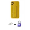 MARSİLYAN™- iPhone 12 Kılıf Yörünge Yansıma - Siyah Bilvis 5in1 5D Magic Hayalet Cam Ekran Koruyucu + Renkli Kamera Lens Koruma Cam - SI