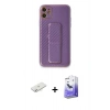 MARSİLYAN™- iPhone 12 Kılıf Yörünge Yansıma - Siyah Bilvis 5in1 5D Magic Hayalet Cam Ekran Koruyucu + Renkli Kamera Lens Koruma Cam - SI