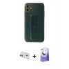 MARSİLYAN™- iPhone 12 Kılıf Yörünge Yansıma - Siyah Bilvis 5in1 5D Magic Hayalet Cam Ekran Koruyucu + Rainbow Kamera Lens Koruma Cam - YL