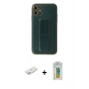 MARSİLYAN™- iPhone 12 Kılıf Yörünge Yansıma - Siyah Polymer Nano Ekran Koruyucu + Renkli Kamera Lens Koruma Cam - PE