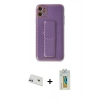 MARSİLYAN™- iPhone 12 Kılıf Yörünge Yansıma - Siyah Polymer Nano Ekran Koruyucu + Rainbow Kamera Lens Koruma Cam - MR