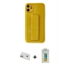 MARSİLYAN™- iPhone 12 Kılıf Yörünge Yansıma - Siyah Polymer Nano Ekran Koruyucu + Rainbow Kamera Lens Koruma Cam - MR