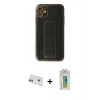 MARSİLYAN™- iPhone 12 Kılıf Yörünge Yansıma - Siyah Polymer Nano Ekran Koruyucu + Rainbow Kamera Lens Koruma Cam - MR