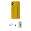 MARSİLYAN™- iPhone 12 Kılıf Yörünge Yansıma - Siyah Polymer Nano Ekran Koruyucu + Renkli Kamera Lens Koruma Cam - TU