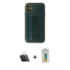MARSİLYAN™- iPhone 12 Kılıf Yörünge Yansıma - Siyah Polymer Nano Ekran Koruyucu + Kamera Lens Koruma Cam - SF