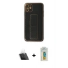 MARSİLYAN™- iPhone 12 Kılıf Yörünge Yansıma - Siyah Polymer Nano Ekran Koruyucu + Kamera Lens Koruma Cam - SF