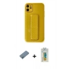 MARSİLYAN™- iPhone 12 Kılıf Yörünge Yansıma - Siyah Polymer Nano Ekran Koruyucu + Shine Kamera Lens Koruma Cam - MI
