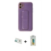 MARSİLYAN™- iPhone 12 Kılıf Yörünge Yansıma - Siyah Polymer Nano Ekran Koruyucu + Yeşil Rainbow Kamera Lens Koruma Cam