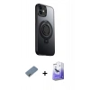 MARSİLYAN™- iPhone 12 Kılıf Zirve Çizgi Prime - Siyah Bilvis 5in1 5D Magic Hayalet Cam Ekran Koruyucu + Metal Kamera Lens Koruma Cam - AKYL