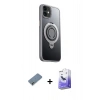 MARSİLYAN™- iPhone 12 Kılıf Zirve Çizgi Prime - Siyah Bilvis 5in1 5D Magic Hayalet Cam Ekran Koruyucu + Metal Kamera Lens Koruma Cam - AKYL