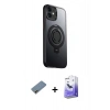 MARSİLYAN™- iPhone 12 Kılıf Zirve Çizgi Prime - Siyah Bilvis 5in1 5D Magic Hayalet Cam Ekran Koruyucu + Shine Kamera Lens Koruma Cam - GD