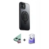 MARSİLYAN™- iPhone 12 Kılıf Zirve Çizgi Prime - Siyah Bilvis 5in1 5D Magic Hayalet Cam Ekran Koruyucu + Raze Metal Kamera Lens - KI