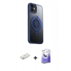 MARSİLYAN™- iPhone 12 Kılıf Zirve Çizgi Prime - Siyah Bilvis 5in1 5D Magic Hayalet Cam Ekran Koruyucu + Renkli Kamera Lens Koruma Cam - PE