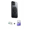 MARSİLYAN™- iPhone 12 Kılıf Zirve Çizgi Prime - Siyah Bilvis 5in1 5D Magic Hayalet Cam Ekran Koruyucu + Rainbow Kamera Lens Koruma Cam - YL
