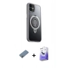 MARSİLYAN™- iPhone 12 Kılıf Zirve Çizgi Prime - Siyah Bilvis 5in1 5D Magic Hayalet Cam Ekran Koruyucu + Shine Kamera Lens Koruma Cam - SABE