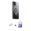 MARSİLYAN™- iPhone 12 Kılıf Zirve Çizgi Prime - Siyah Bilvis 5in1 5D Magic Hayalet Cam Ekran Koruyucu + Renkli Kamera Lens Koruma Cam - YL
