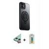MARSİLYAN™- iPhone 12 Kılıf Zirve Çizgi Prime - Siyah Polymer Nano Ekran Koruyucu + Raze Metal Kamera Lens - KI