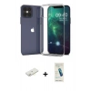 MARSİLYAN™- iPhone 12 Kılıf Zirve Doku - Şeffaf Pasifik Cam Ekran Koruyucu + Renkli Kamera Lens Koruma Cam - SI