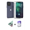 MARSİLYAN™- iPhone 12 Kılıf Zirve Doku - Siyah Bilvis 5in1 3D Magic Cam Ekran Koruyucu + Kırmızı Raze Metal Kamera Lens