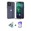 MARSİLYAN™- iPhone 12 Kılıf Zirve Doku - Siyah Bilvis 5in1 3D Magic Cam Ekran Koruyucu + Raze Metal Kamera Lens - MI
