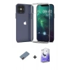 MARSİLYAN™- iPhone 12 Kılıf Zirve Doku - Siyah Bilvis 5in1 5D Magic Hayalet Cam Ekran Koruyucu + Metal Kamera Lens Koruma Cam - KI