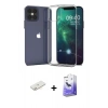 MARSİLYAN™- iPhone 12 Kılıf Zirve Doku - Siyah Bilvis 5in1 5D Magic Hayalet Cam Ekran Koruyucu + Renkli Kamera Lens Koruma Cam - SI