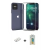 MARSİLYAN™- iPhone 12 Kılıf Zirve Doku - Siyah Polymer Nano Ekran Koruyucu + Renkli Kamera Lens Koruma Cam - PE