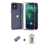 MARSİLYAN™- iPhone 12 Kılıf Zirve Doku - Siyah Polymer Nano Ekran Koruyucu + Shine Kamera Lens Koruma Cam - PE