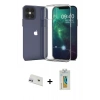 MARSİLYAN™- iPhone 12 Kılıf Zirve Doku - Siyah Polymer Nano Ekran Koruyucu + Rainbow Kamera Lens Koruma Cam - MR