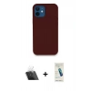 MARSİLYAN™- iPhone 12 Kılıf Zirve Modern Özel Seri - Şeffaf Pasifik Cam Ekran Koruyucu + Kamera Lens Koruma Cam - SF