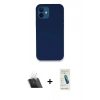 MARSİLYAN™- iPhone 12 Kılıf Zirve Modern Özel Seri - Şeffaf Pasifik Cam Ekran Koruyucu + Kamera Lens Koruma Cam - SF