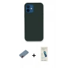 MARSİLYAN™- iPhone 12 Kılıf Zirve Modern Özel Seri - Şeffaf Pasifik Cam Ekran Koruyucu + Metal Kamera Lens Koruma Cam - KI