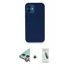 MARSİLYAN™- iPhone 12 Kılıf Zirve Modern Özel Seri - Şeffaf Pasifik Cam Ekran Koruyucu + Kırmızı Raze Metal Kamera Lens