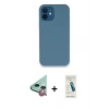 MARSİLYAN™- iPhone 12 Kılıf Zirve Modern Özel Seri - Şeffaf Pasifik Cam Ekran Koruyucu + Kırmızı Raze Metal Kamera Lens
