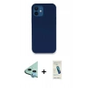 MARSİLYAN™- iPhone 12 Kılıf Zirve Modern Özel Seri - Şeffaf Pasifik Cam Ekran Koruyucu + Raze Metal Kamera Lens - MI
