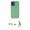 MARSİLYAN™- iPhone 12 Kılıf Zirve Modern Özel Seri - Şeffaf Pasifik Cam Ekran Koruyucu + Mor Rainbow Kamera Lens Koruma Cam