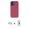 MARSİLYAN™- iPhone 12 Kılıf Zirve Modern Özel Seri - Şeffaf Pasifik Cam Ekran Koruyucu + Mor Rainbow Kamera Lens Koruma Cam
