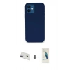 MARSİLYAN™- iPhone 12 Kılıf Zirve Modern Özel Seri - Şeffaf Pasifik Cam Ekran Koruyucu + Mor Rainbow Kamera Lens Koruma Cam