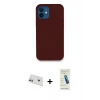 MARSİLYAN™- iPhone 12 Kılıf Zirve Modern Özel Seri - Şeffaf Pasifik Cam Ekran Koruyucu + Mor Rainbow Kamera Lens Koruma Cam